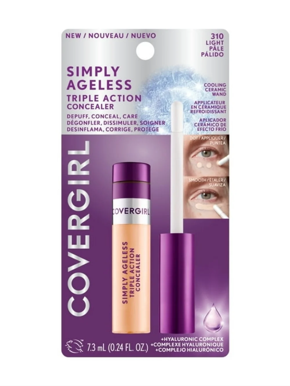 3 x Covergirl Simply Ageless Triple Action Concealer Hyaluronic Complex, 310